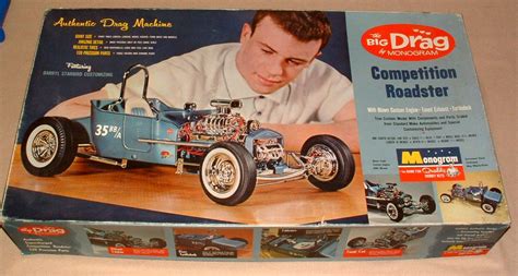 1960s Monogram Gigantic Big Drag Roadster Model Mint In The Box
