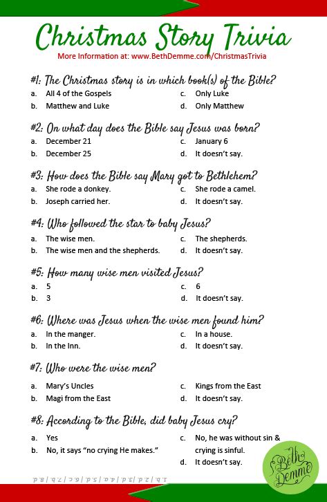 Let's face it, planning a christmas party can be stressful. Christmas Trivia - Beth Demme