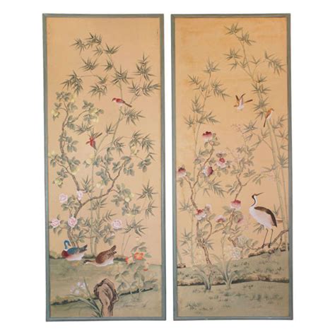 Pair Of De Gournay Hand Painted Wallpaper Panels At 1stdibs