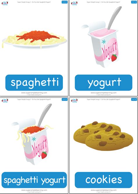 Do You Like Spaghetti Yogurt Flashcards Super Simple Food