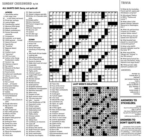 Printable crossword puzzles toronto star printable crossword puzzles