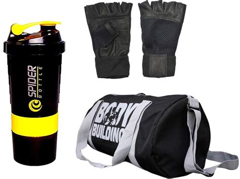Buy Udak Combo Of Gym Accessories Kit 20l Grey Body Building Gym Bag