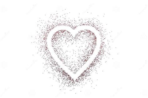 Heart Shape On Red Glitter Isolated On White Stock Illustration