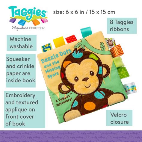 Taggies Dazzle Dots Monkey Soft Book 6×6″ Mary Meyer Stuffed Toys