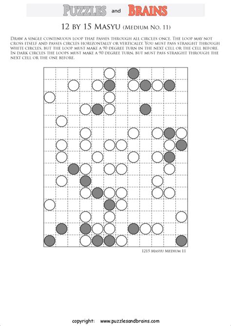 They are not designed to be easy! printable medium level 12 by 15 Japanese Masyu Circles ...