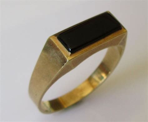Gold Rectangle Onyx Signet Ring Etsy Uk Onyx Signet Ring Signet