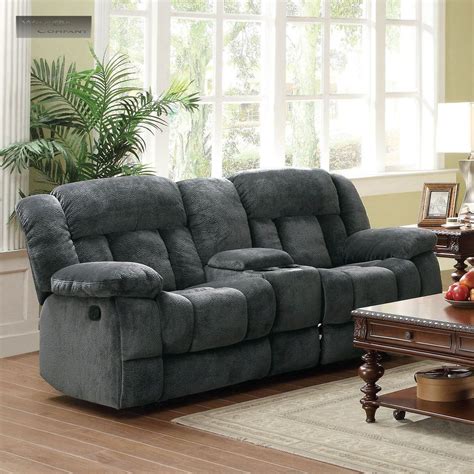 Grey Microfiber Rocker Glider Double Recliner Loveseat Big Man Sofa