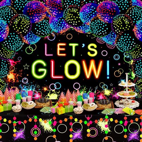 57 Pcs Let Glow Neon Party Supplies Including Glow In The Dark