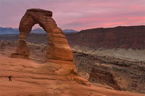 Photographer And Delicate Arch Arches National Park Utah Usa Mike