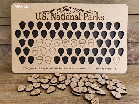 Usa National Parks Bucket List Board Wooden Puzzle Tokens United