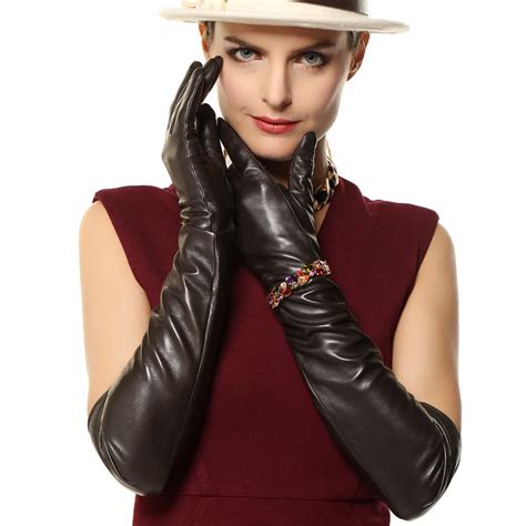 Warmen Sheepskin Gloves Womens Winter Thermal Long Fashion Design Genuine Leather Gloves L109nn