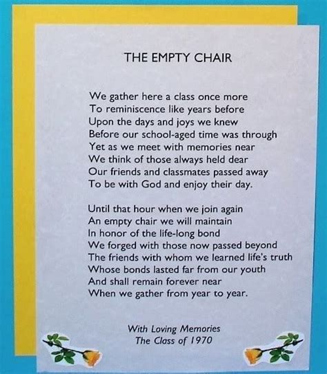 The Empty Chair Poem Printable Free Printable Templates