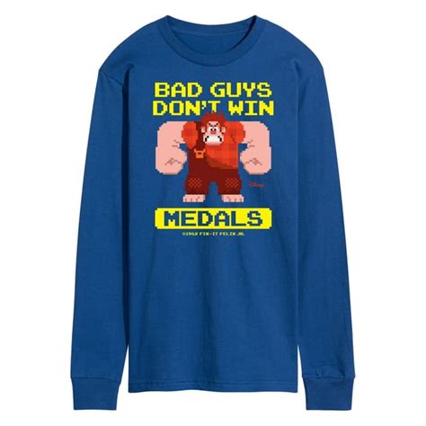 Disney Wreck It Ralph Bad Guys Dont Win Medals Mens Long Sleeve T