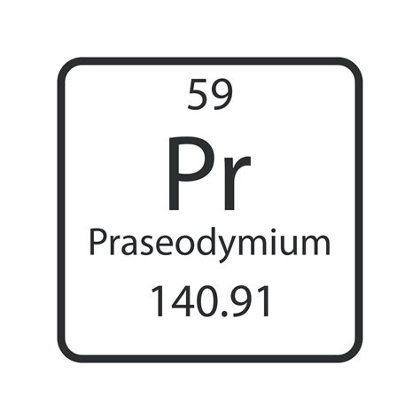 Praseodymium Symbol Chemical Element Of The Periodic Table Vector