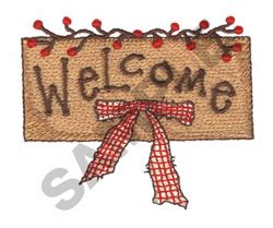 Color image of the embroidery design with a dmc thread color. WELCOME SIGN Embroidery Designs, Machine Embroidery ...