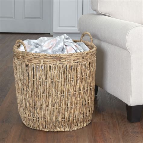 Household Essentials Tall Wicker Floor Basket With Handles