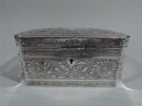 Pretty Art Nouveau Sterling Silver Jewelry Casket Box By Gorham For