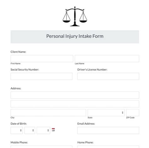 Personal Injury Client Intake Form Formstack