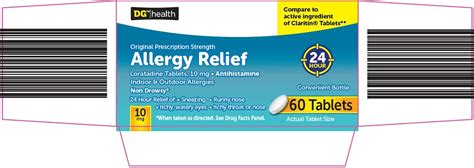 Dg Health Allergy Relief Dolgencorp Llc Loratadine 10mg Tablet