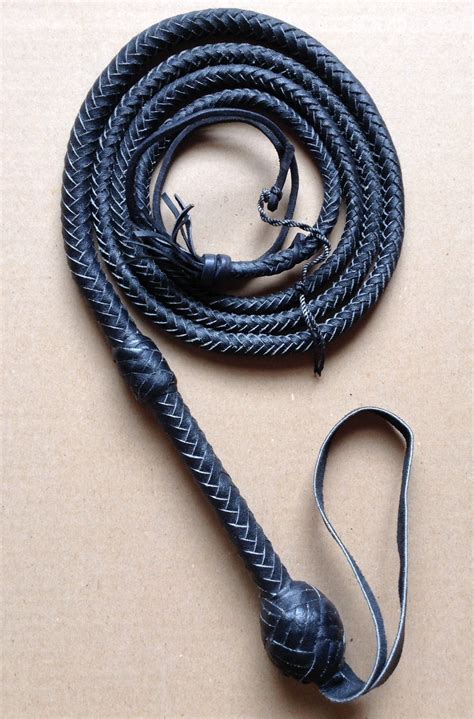 Indiana Jones Style 8 Foot And 10 Foot Dark Brown Leather Bullwhip 8