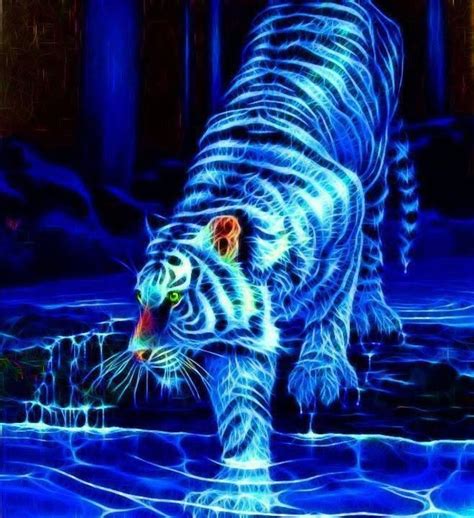 Neon Tiger Art Animals Colorful Art Tiger Painting Wild Animals Digital