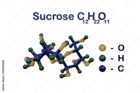 Structural Chemical Formula And Molecular Model Of Sucrose It Is