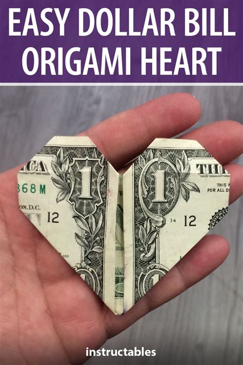 Easy Dollar Bill Origami Heart In 2023 Dollar Bill Origami Dollar