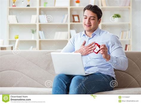 How to propose a guy. The Young Man Making Marriage Proposal Over Internet Laptop Stock Image - Image of married ...
