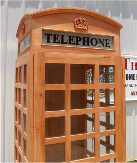 English British Telephone Booth Phone Box Unfinished Wood Old Style
