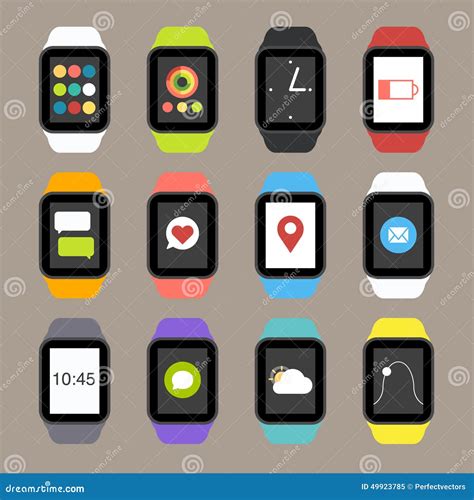 Vector Smart Watch Icons Stock Vector Illustration Of Interface 49923785