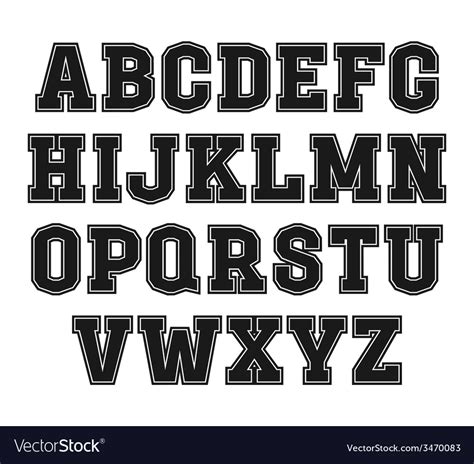 Slab Serif Font In The Style Of College Royalty Free Vector