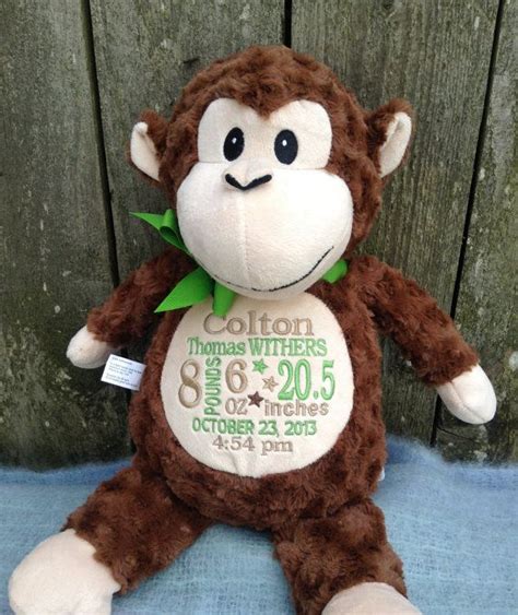 Baby shower gift etiquette best baby shower gifts unique baby shower gifts funny baby shower gifts for dad. Personalized Baby Gift Monogrammed Monkey Birth ...