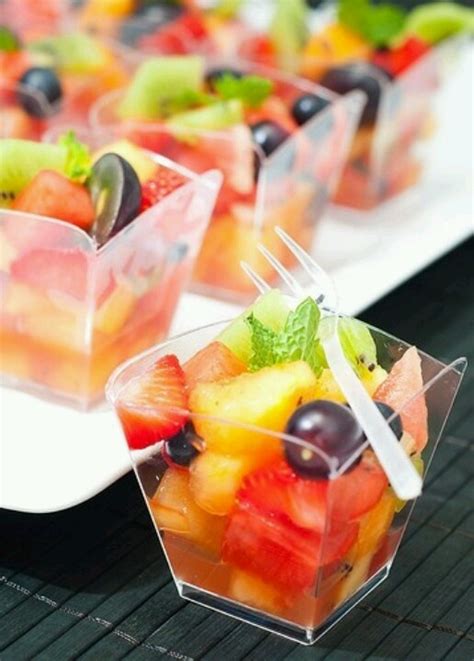 Some salad artists swear by layering fruit salads with the heavier fruits on the bottom and the lighter ones unconventional toppings can take your fruit salad to the next level. Individual Fruit Cups | Party Ideas - Fruits | Pinterest