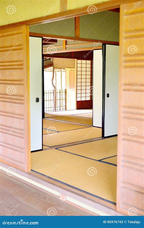 Japanese Sliding Doors And Tatami Floor Stock Image Image Of Fusuma
