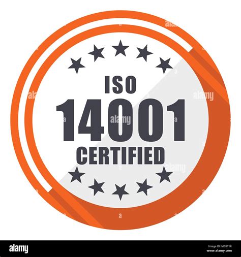 Iso 14001 Flat Design Orange Round Vector Icon In Eps 10 Stock Vector