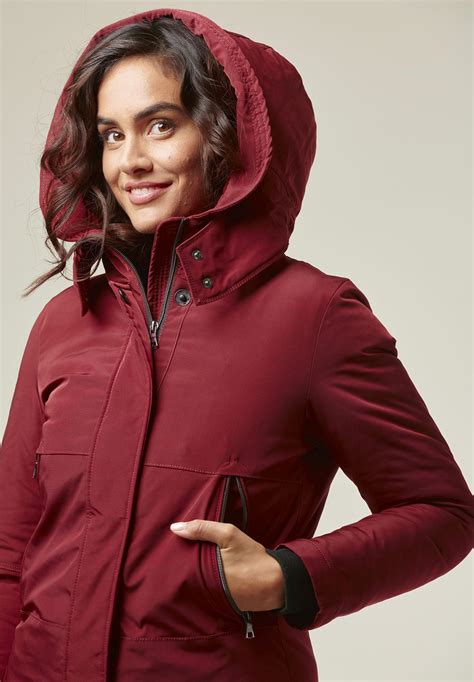Angelico Burgundy hooded jacket, heavy jacket-duvet for Woman, made of ...