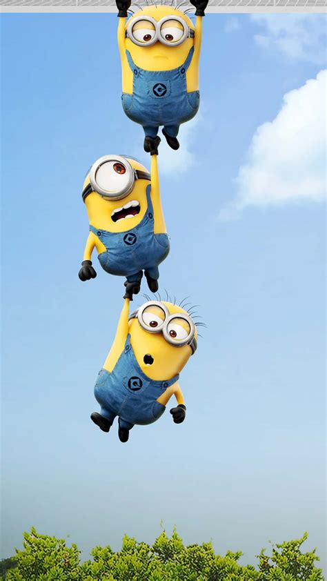 Download Hanging Above Tree Despicable Me Minion Iphone Wallpaper