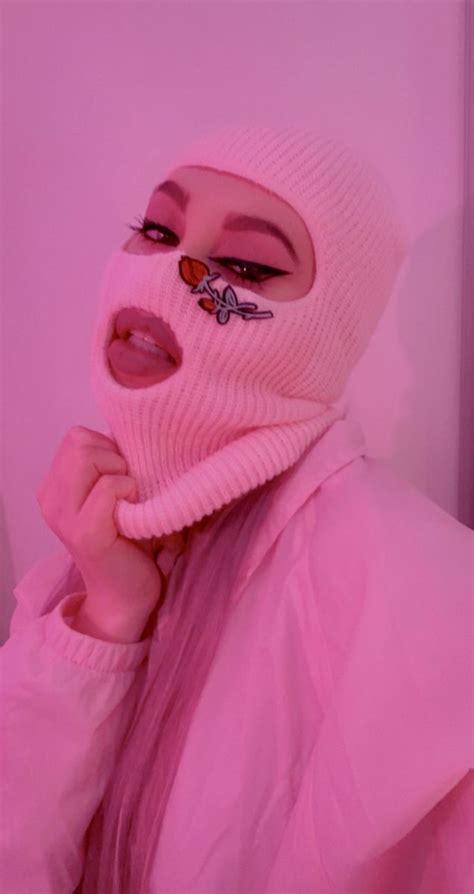 pink balaclava ski mask gangster girl gangster girl swag girl style y2k pink aesthetic girl