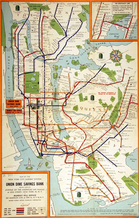 1963 New York City Subway Map Map