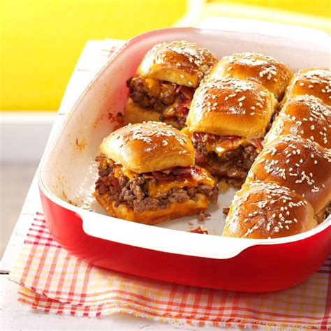 Bacon Cheeseburger Slider Bake Recipe Taste Of Home