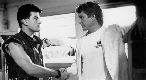 Charlie Sheen And Tom Berenger In A Scene From Major League