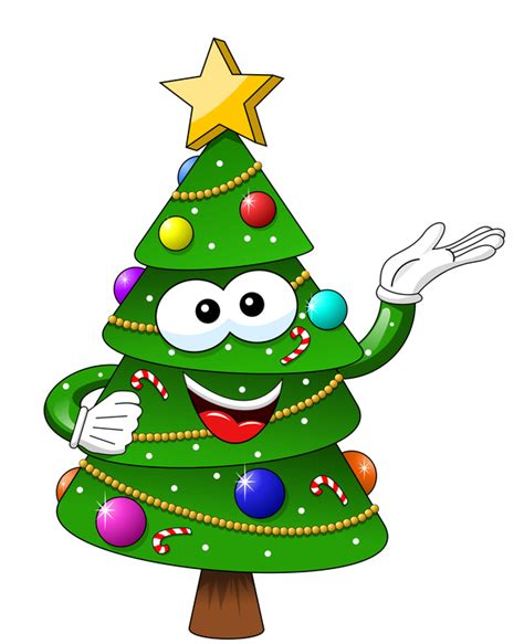Funny Cartoon Christmas Tree Vector 06 Free Download