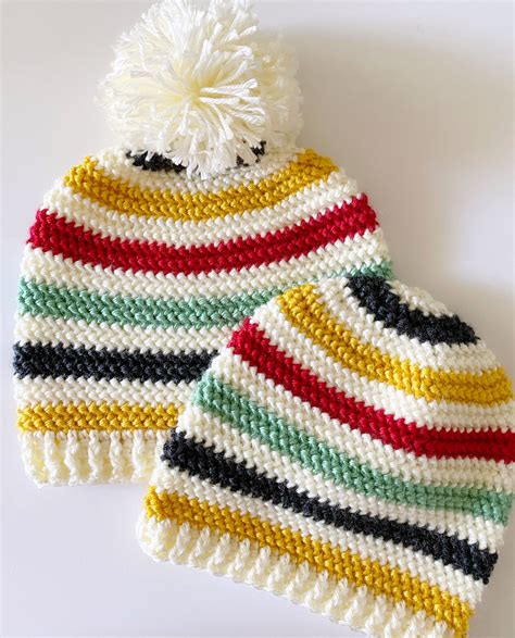 Crochet Vintage Stripes Beanie Daisy Farm Crafts