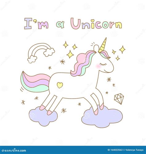 Hand Drawn Cute Unicorn Illustration Stock Vector Illustration Of