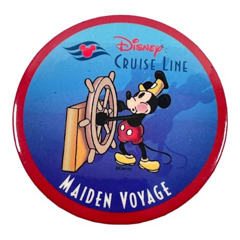 Disney Button Pin Disney Cruise Line Dcl Maiden Voyage Steamboat Mickey