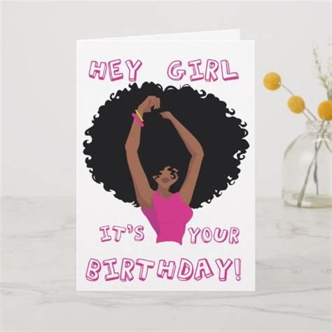 Fun Afro Girl Birthday Card Black Woman Birthday Card Black Woman Card