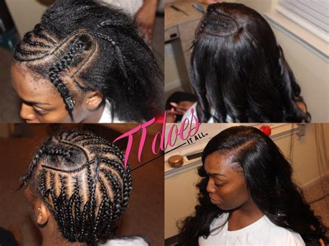 49 Middle Part Sew In With Leave Out Braid Pattern Farlaferdows