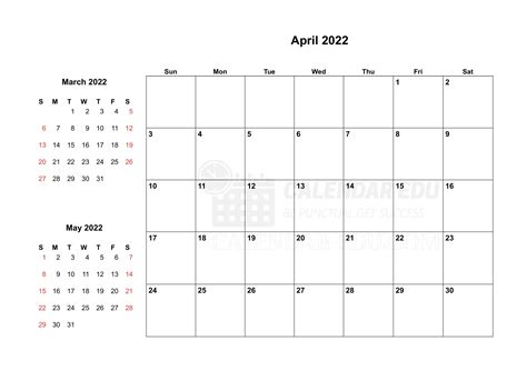 Free April 2022 Calendars 2022 Blank Printable Templates