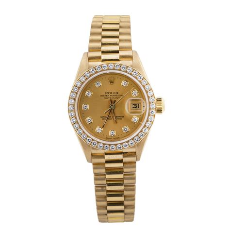 Rolex Pre Owned Rolex Lady Datejust Diamond Gold Tone Dial Ladies Watch
