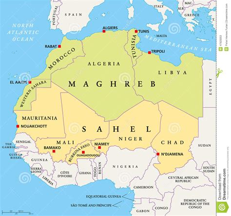 Maghreb And Sahel Political Map Stock Image Image 47920053